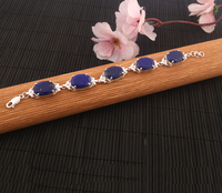 Bijoux afghans bracelet à maillons en lapis-lazuli naturel multi ovales en argent sterling 925 bijoux unisexes bracelet ethnique spirituel
