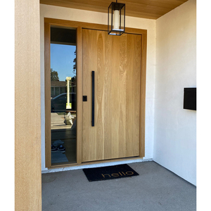 Portes pivotantes <span class=keywords><strong>en</strong></span> bois de chêne blanc pour maisons, porte d'entrée principale <span class=keywords><strong>en</strong></span> bois massif de style américain avec <span class=keywords><strong>kit</strong></span> de cadre - Product Image 1