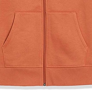 Sudadera con capucha personalizada para hombre, 100% algodón, gruesa, de corte holgado, estilo urbano, con cremallera, color naranja. - Product Image 6