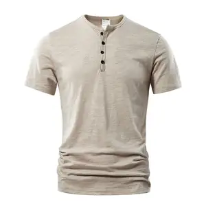 New summer beach print men's short sleeve T shirt loose short sleeve button up shirt