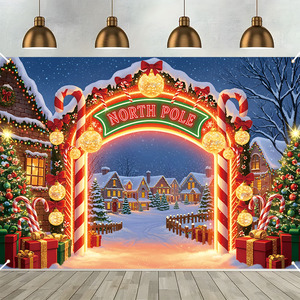 Pancarta navideña de 180x110cm, guirnalda de estilo rústico, diseño de muñeco de nieve, decoración festiva <span class=keywords><strong>para</strong></span> el hogar y el jardín, escena invernal multiusos, portátil - Product Image 2