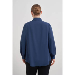 Blusa Clásica con Adornos para Mujer, Ideal para Oficina y Fiestas, Mezcla de Popelina y Seda - Product Image 5