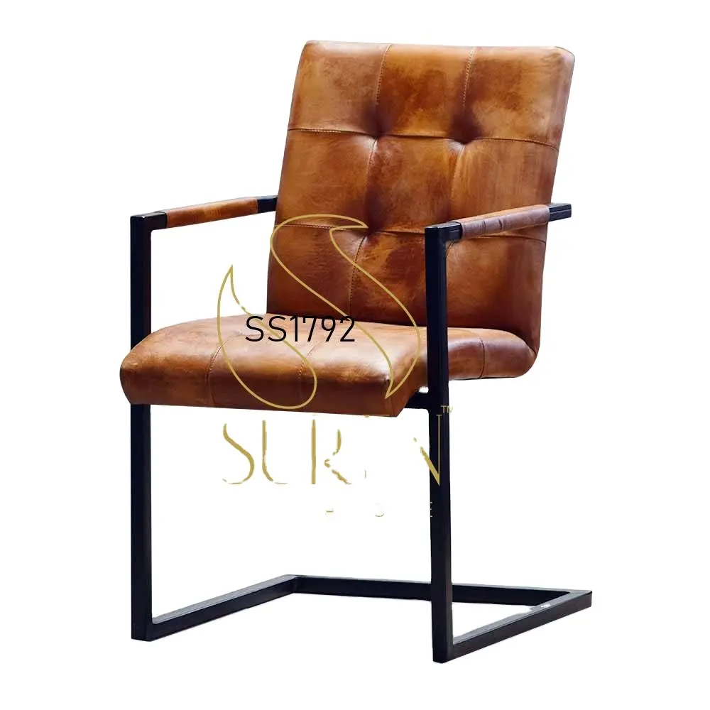 Cadeira industrial indiana confortável do couro baixo do ferro do desenhista para o escritório e o corporativo