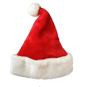 OEM ODM vente en gros de haute qualité en peluche pour adulte broderie personnalisée logo chapeau de père Noël prix direct usine chapeau de décoration - Product Image 2