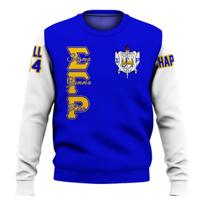 Sudadera con Cuello Redondo Azul y Dorado de la Hermandad Griega Sigma Gamma Rho, Sudadera de Forro Polar Premium de 1922, Atuendo de Moda de Invierno para Mujer - Product Image 1