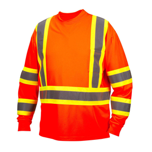 Camisa de seguridad de alta visibilidad de manga larga con diseño de color único para ropa de trabajo Ropa de protección de ajuste cómodo al por mayor - Product Image 1