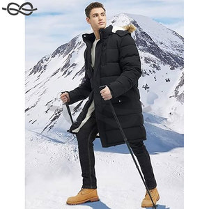 Chaqueta acolchada de lana extra larga para hombre, abrigo de invierno con capucha, Parka, ropa de abrigo cálida resistente al agua para clima frío - Product Image 6