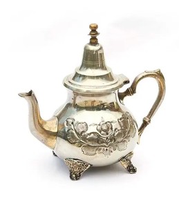 Unique Hand Made <b>Coffee</b> Tea Pot Copper Color Finished Brass Plated Emboss Kitchen Designer logo Print Moroccan - Product Image 2