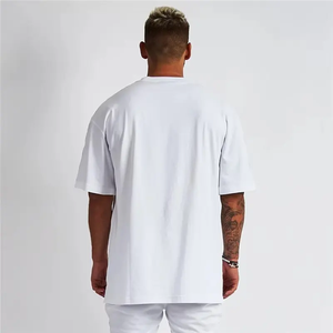 Venta al por mayor Puls tamaño hombres Camiseta de algodón en blanco de gran tamaño gota hombro diseño camiseta personalizada Impresión digital logo camiseta para hombres - Product Image 4