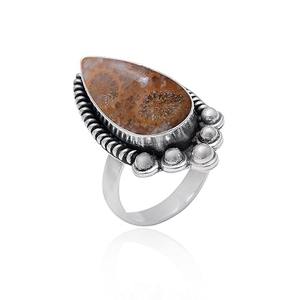 แหวนหินปะการังแจสเพอร์เครื่องประดับชั้นดีทำด้วยมือ925เป็นแหวนเงินแท้เครื่องประดับพร้อมแสตมป์925 - Product Image 1