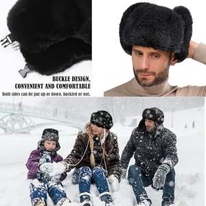 Chapeau de trappeur en fausse fourrure pour hommes Chapeau d'hiver chaud Trooper Chapeau de chasse - Product Image 2