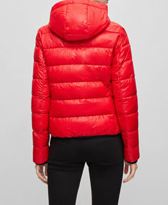 Hot Selling New Arrival OEM Processing Services Trendy Dark <b>Red</b> Custom Breathable Cotton Eco-Friendly Winter <b>Hooded</b> Puffer - Product Image 5