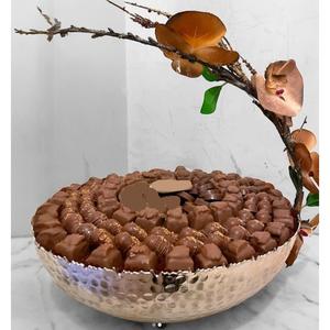 Premium Silver Metal Stone Oval Bowl With Marble Stand <b>Chocolate</b> Display Tableware <b>Chocolate</b> Sweets Serving Bowl For <b>Wedding</b> Use - Product Image 6