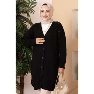 Camiseta tipo cárdigan con estampado regular para mujer, color negro estándar, hecha en Turquía. - Product Image 1