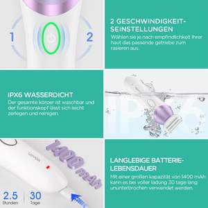 Afeitadora Eléctrica 4 en 1 para Mujer, Mini Recortadora de 2 Velocidades, Cepillo Facial, Masajeador Corporal y para la Línea del Bikini, Afeitadora Rotatoria - Product Image 1