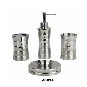 Juego de accesorios de baño de 4 piezas de acero inoxidable plateado con espejo pulido para el hogar, Hotel y decoración de encimera de baño - Product Image 1