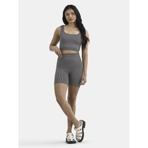 เสื้อแขนกุดไม่มีรอยต่อไม่มีขอบเขตและชุดกางเกงขาสั้นจักรยานสำหรับผู้หญิง - Product Image 4