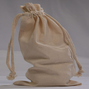 Pochette en lin et coton bio vente en gros bande côtelée sac blanc avec logo personnalisé emballage de boucle d'oreille de maquillage cadeaux recyclables avec cordon de serrage - Product Image 3