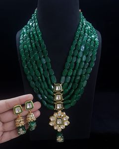 Luxury Brass & Copper Necklace & <b>Earrings</b> Set Floral Shape Beads for Wedding Party Engagement & Anniversary Bridal Jewelry - Product Image 2