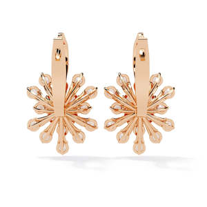 Elegant <b>14K</b> Yellow <b>Gold</b> Round Lab Grown Diamond Cluster <b>Earrings</b> for Women Wedding Engagement Anniversary Gift Jewelry - Product Image 2