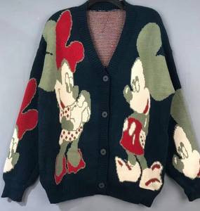 Suéter versátil de algodón 100% de un solo pecho para mujer, botón bordado, tejido holgado para invierno, ropa informal, frente sólido - Product Image 6