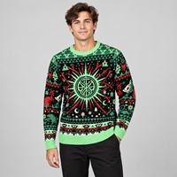 Pull de Noël moche pour homme FNJIA, motif soleil, lune et flocon de neige, tricot graphique, idéal pour les événements festifs, personnalisable avec logo ODM