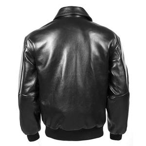 Chaqueta de cuero de motorista para hombre de invierno y otoño, chaqueta de vuelo, OEM, venta al por mayor, nueva moda 2024, personalizada, clásica, ajustada - Product Image 2