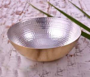 Vente chaude en métal poli servant bol décoratif deux tons or et argent-cadeau décoratif jetable pour les fêtes arrivée fraîche - Product Image 2