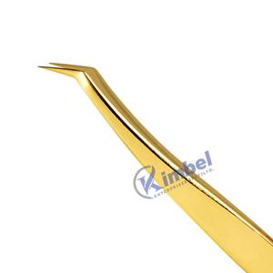 Haute qualité 45 90 degrés L forme pince à épiler Extension de cils pointe pointue en acier inoxydable couleur or pince à épiler - Product Image 2