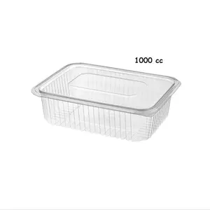 In Stock Packaging Boxes Plastic Sealing Container 1000cc Plastic Leak Proof Disposable Leak-Proof Containers Flat Lids Trays