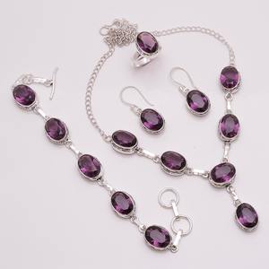 Conjunto de joyas de piedras preciosas de cuarzo cristal natural, conjunto de collar y pulsera, joyería personalizada al por mayor de Plata de Ley 925 - Product Image 2