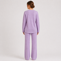 Derniers ensembles de pulls et de pantalons pour femmes en cachemire à taille moyenne tricotés sans couture pour femmes