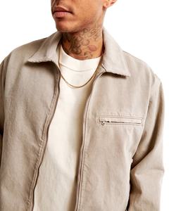 Personalizado de color caqui lavado pesado lona forrada Vintage trabajador trabajo para hombres bombardero abrigo de algodón con cremallera de gran tamaño ácido chaquetas de trabajo - Product Image 6