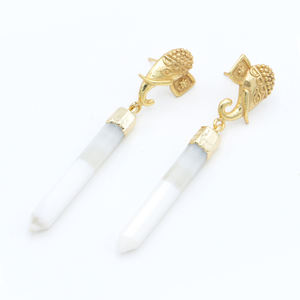 Pendientes de gota de latón con ágata de encaje Dua, joyería llamativa chapada en oro de 18 quilates para mujer, de moda, para boda - Product Image 2