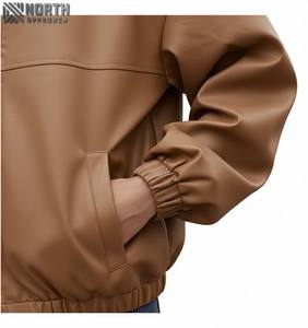 Veste en cuir à motif solide à la mode pour femmes de haute qualité vêtements d'hiver respirants avec col montant doux et élégant personnalisé - Product Image 4