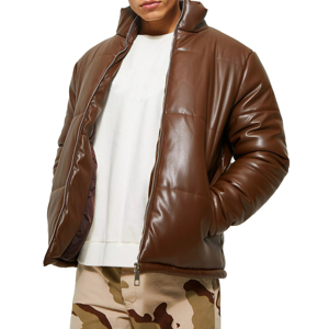Meilleure vente Veste bouffante en cuir personnalisée 4XL pour hommes manteau à capuche mince classique de rue respirante tissu longue longueur - Product Image 1