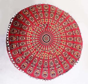 Paon Mandala coton repose-pieds doux décor à la maison couverture ottomane imprimé Textile plusieurs couleurs Pouf par les expéditeurs indiens - Product Image 4