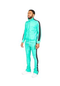 Pantalones de chándal apilados con rayas laterales de poliéster personalizados Conjuntos de Jogger Chándales apilados con cremallera para hombre - Product Image 4