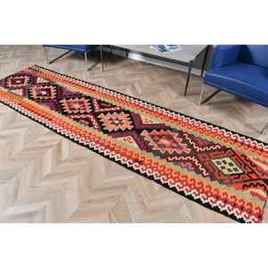 Vintage 2.8x10.3 ft Rug, <b>Runner</b> Turkish Rug, <b>Red</b> Moroccan Wool Rug - Product Image 5