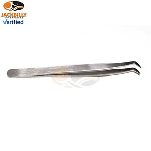 Pince à épiler pour extensions de cils Jackbilly JB-092, type L, volume, 11,5 cm, pointe de 8 mm, acier inoxydable, prise en main parfaite, manche uni, mat - Product Image 4