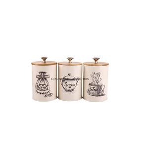 Cajas de contenedores de cocina de metal de primera calidad con tapas herméticas y diseños Vintage para un elegante almacenamiento de alimentos y organización de la despensa - Product Image 1