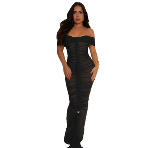 Nouvelle tendance été coton maille femmes Maxi robe avec belle impression fleurie conception personnalisée maille costume pour les femmes - Product Image 4