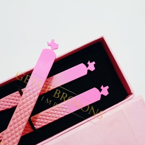 Pince à épiler pour cils de haute qualité, personnalisée, double couleur, à pointe lisse de 10 mm, en acier inoxydable, avec poignée diamantée, anti-magnétique - Product Image 4