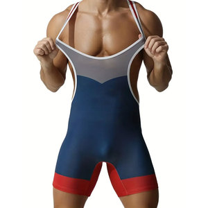 Wrestling Singlet Men's White <b>Red</b> Pinstripe Front Logo 24 Moisture Wicking Polyester Adult Regular Fit - Product Image 4