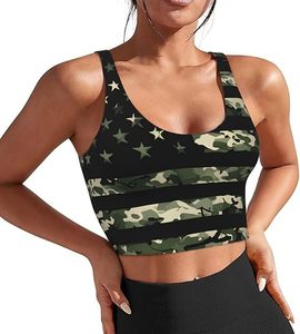 Sujetadores deportivos para mujer, camuflaje, espalda cruzada, ligeros, transpirables, elásticos en cuatro direcciones, sin costuras, con sujetador incorporado, soporte medio - Product Image 3
