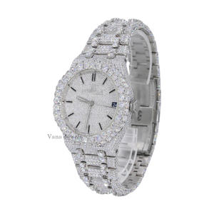 Reloj de Hip Hop analógico automático de lujo para hombre, Diamantes de moissanita, reloj de acero inoxidable completamente helado, esfera de cristal, compradores mayoristas - Product Image 2