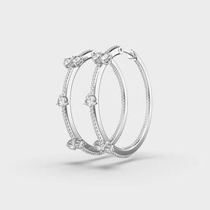 Luxury Solid 925 <b>Sterling</b> <b>Silver</b> Rhodium Plated Diamond <b>Hoop</b> Earrings | Fine Jewelry Women Wedding Earrings Wholesale OEM ODM - Product Image 4
