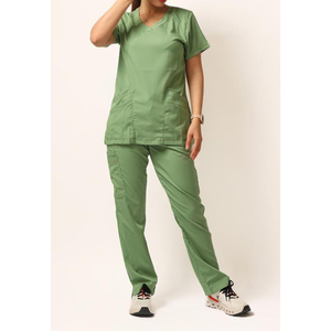 เสื้อสครับคอวีแบบกระเป๋าคู่สำหรับโรงพยาบาลเครื่องแบบทางการแพทย์ทางการแพทย์ของผู้ชายผู้หญิง - Product Image 1