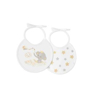 PAQUETE DE 2 BIBS-20X20-CACHIRULO ESTRELLAS-BEIGE, Juego de Algodón para Bebés de 0 a 12 Meses, Diseño de Dibujos Animados - Product Image 1