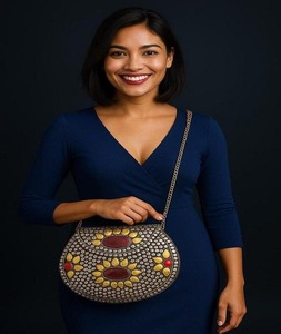 Artisanat métallique indien, pochette en métal, sac à main en mosaïque, sac de soirée, pochettes multicolores pour femmes - Product Image 4